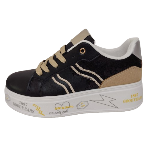 Sneakers dama AD33 din piele ecologica , culoare negru