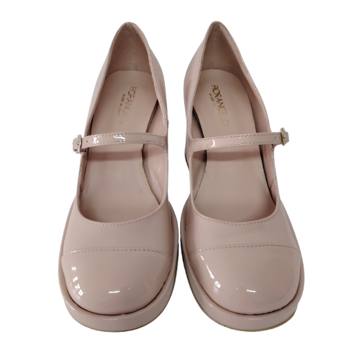 Pantofi dama din piele naturală lacuita nappa, culoare cipria