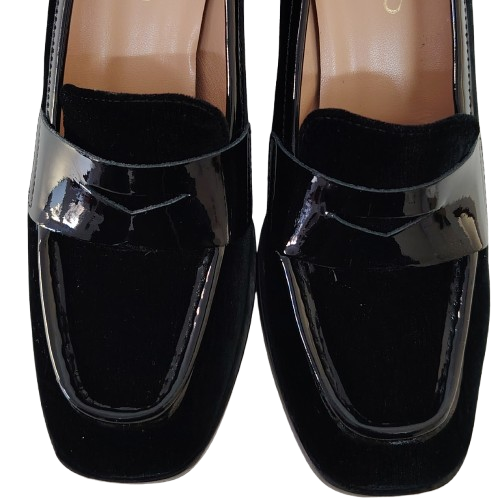 Pantofi dama FIORANGELO - F7084 din catifea si piele naturală, culoare negru