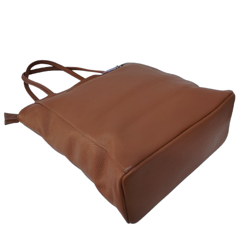 Shopper damă din piele naturală 52822, culoare cognac Shopper damă din piele naturală 52822, culoare cognac