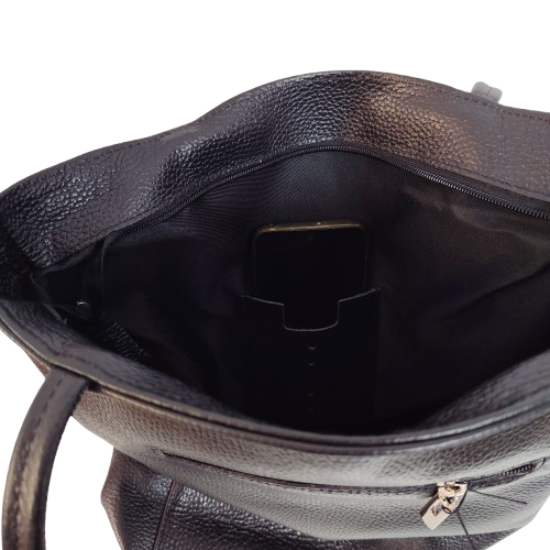 Shopper damă din piele naturală 52822, culoare negru