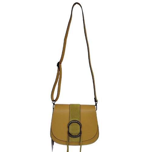 Geantă damă din piele naturală 39783-38, culoare galben