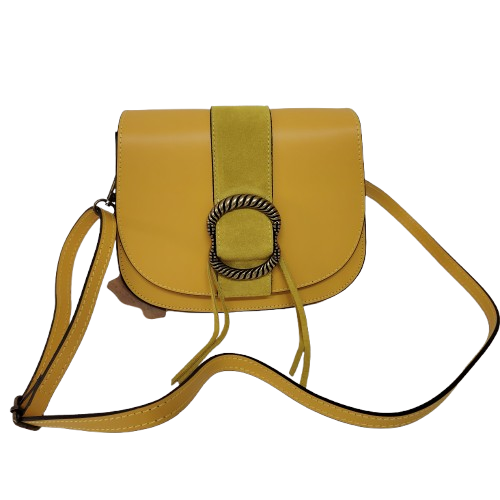 Geantă damă din piele naturală 39783-38, culoare galben