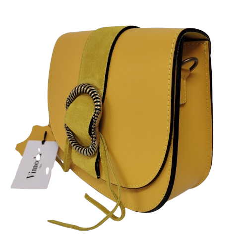 Geantă damă din piele naturală 39783-38, culoare galben