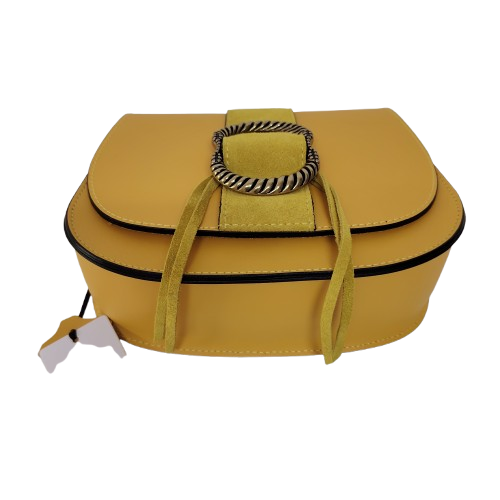 Geantă damă din piele naturală 39783-38, culoare galben