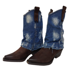 Ciocate dama GR-6657 din piele ecologica nabuk, culoare maro-albastru jeans