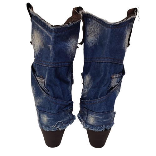 Ciocate dama GR-6657 din piele ecologica nabuk, culoare maro-albastru jeans Ciocate dama GR-6657 din piele ecologica nabuk, culoare maro-albastru jeans