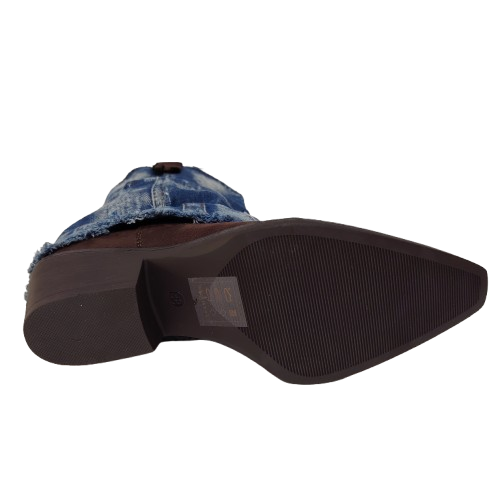 Ciocate dama GR-6657 din piele ecologica nabuk, culoare maro-albastru jeans Ciocate dama GR-6657 din piele ecologica nabuk, culoare maro-albastru jeans