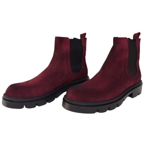 Ghete dama din piele naturala intoarsa, culoare bordo