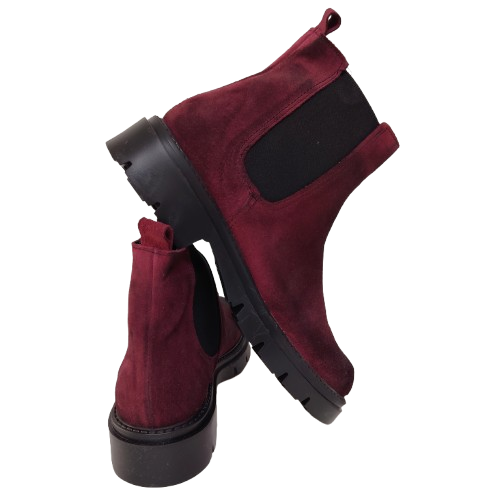 Ghete dama din piele naturala intoarsa, culoare bordo