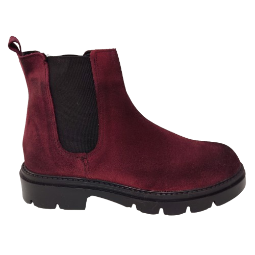 Ghete dama din piele naturala intoarsa, culoare bordo