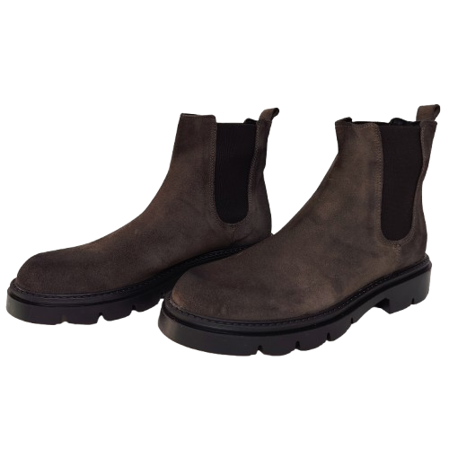 Ghete dama din piele naturala intoarsa, culoare maro taupe