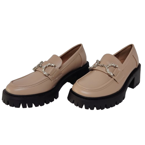 Mocasini dama din piele ecologica, culoare khaki