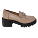Mocasini dama din piele ecologica, culoare khaki