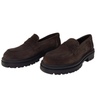 Mocasini dama din piele naturala intoarsa, culoare maro petrol