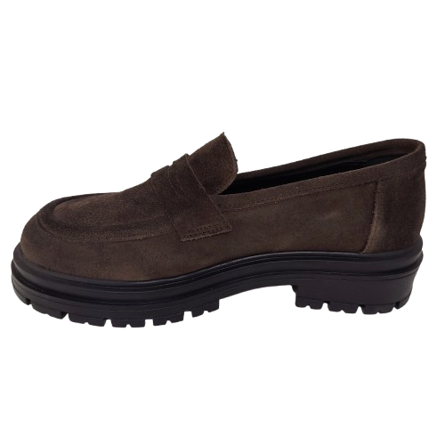 Mocasini dama din piele naturala intoarsa, culoare maro petrol