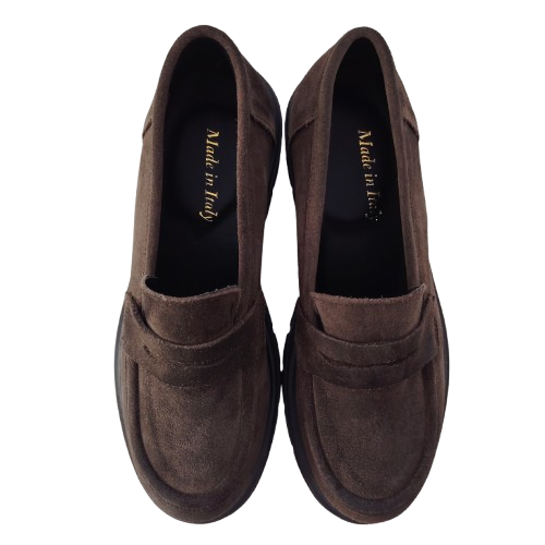 Mocasini dama din piele naturala intoarsa, culoare maro petrol