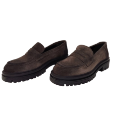 Mocasini dama din piele naturala intoarsa, culoare maro taupe