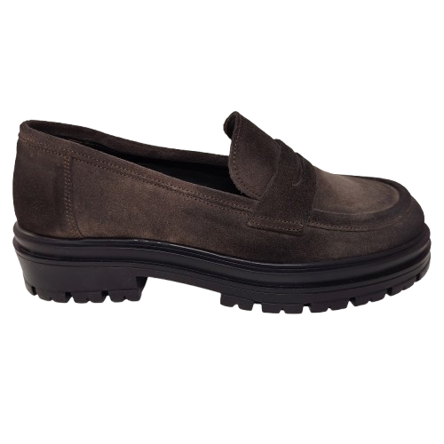 Mocasini dama din piele naturala intoarsa, culoare maro taupe