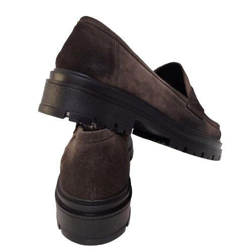 Mocasini dama din piele naturala intoarsa, culoare maro taupe