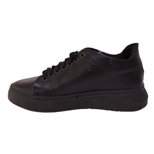 Sneakers barbati din piele naturală, culoare negru