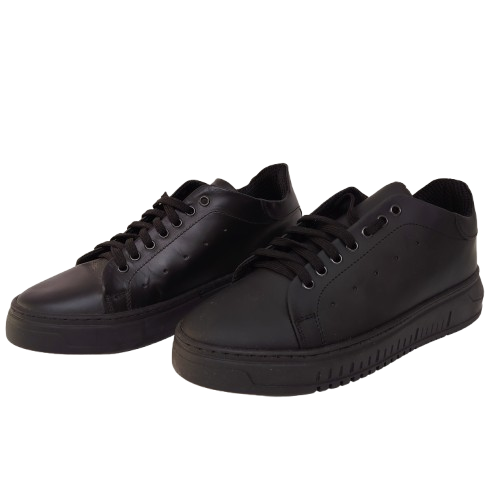 Sneakers barbati din piele naturală, culoare negru