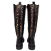 Cizme dama GA-038 din piele ecologica, culoare negru-leopard