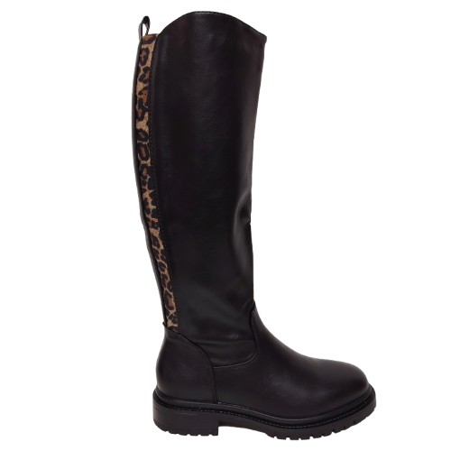 Cizme dama GA-038 din piele ecologica, culoare negru-leopard