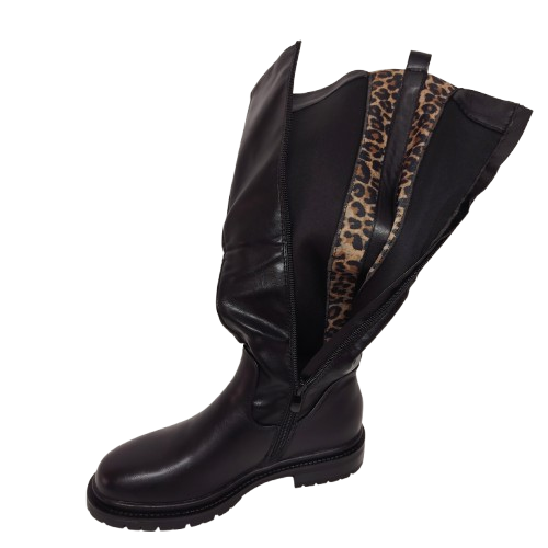 Cizme dama GA-038 din piele ecologica, culoare negru-leopard