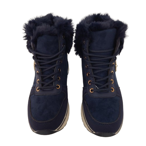 Ghete dama din piele eco intoarsa si blana artificiala, culoare albastru