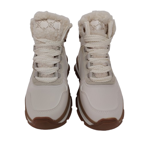 Ghete dama din piele eco si blana artificiala, culoare bej