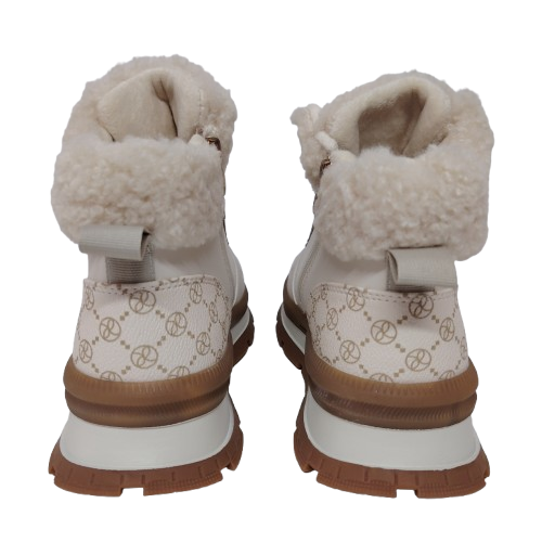 Ghete dama din piele eco si blana artificiala, culoare bej