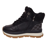 Ghete dama din piele eco si blana artificiala, culoare negru