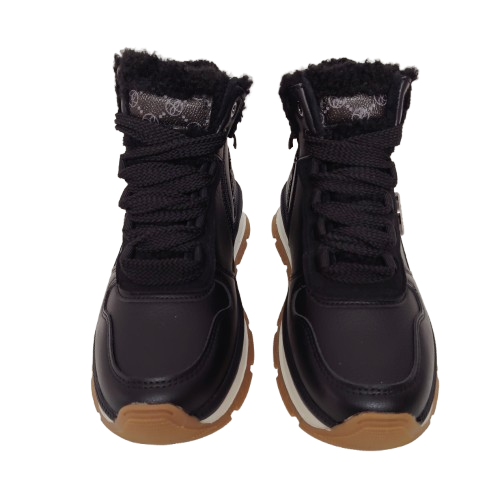 Ghete dama din piele eco si blana artificiala, culoare negru