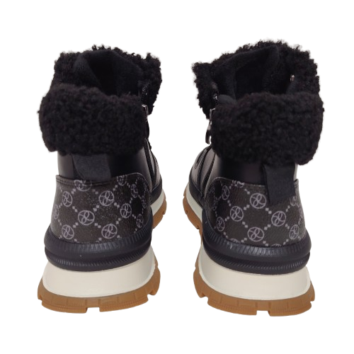 Ghete dama din piele eco si blana artificiala, culoare negru