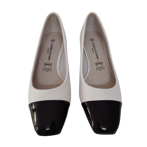 Balerini dama 2677 din piele ecologica, culoare alb