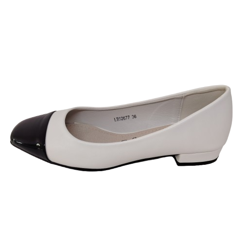 Balerini dama 2677 din piele ecologica, culoare alb