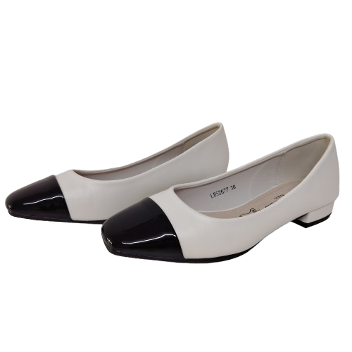 Balerini dama 2677 din piele ecologica, culoare alb