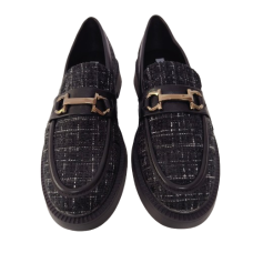 Mocasini dama J510 din material textil, culoare negru