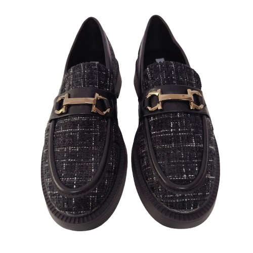 Mocasini dama J510 din material textil, culoare negru