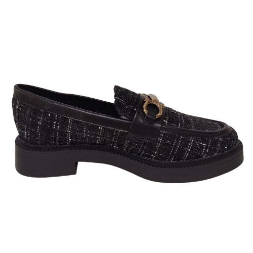 Mocasini dama J510 din material textil, culoare negru