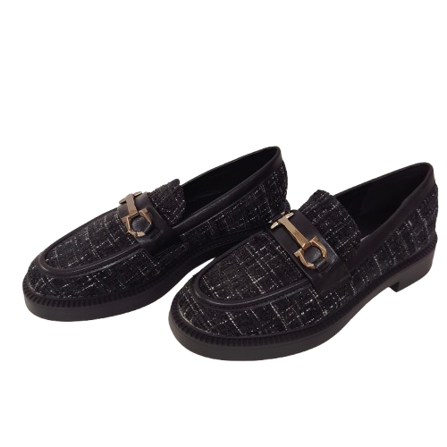 Mocasini dama J510 din material textil, culoare negru