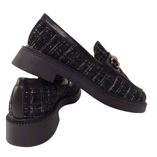 Mocasini dama J510 din material textil, culoare negru