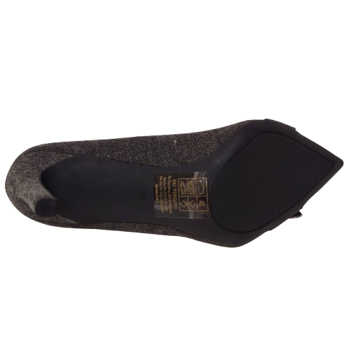 Pantofi dama cu toc D9611 din material textil culoare negru