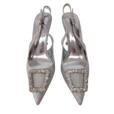 Pantofi dama cu toc MS19125 din piele ecologica culoare argintiu