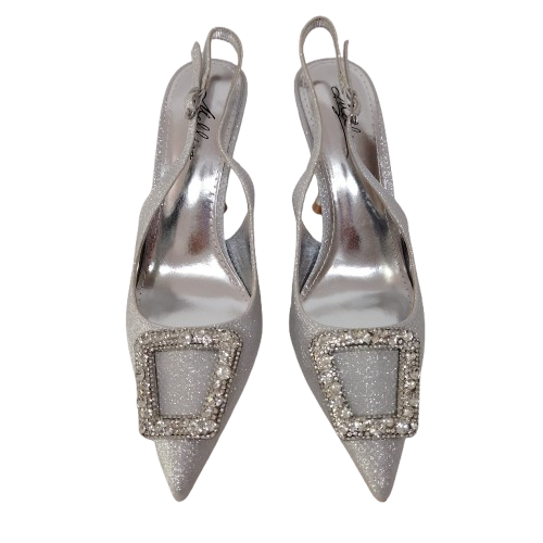 Pantofi dama cu toc MS19125 din piele ecologica culoare argintiu