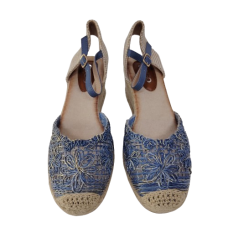 Sandale dama Q355-15 din material textil, culoare bleu