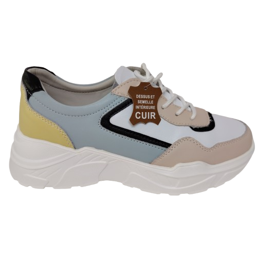 Sneakers dama LA BOTTINE SOURIANTE din piele naturala, culoare bej multicolor