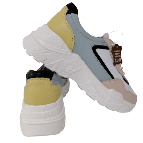 Sneakers dama LA BOTTINE SOURIANTE din piele naturala, culoare bej multicolor