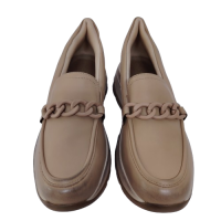 Mocasini dama din piele ecologica, culoare bej - talpa vintage